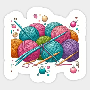 Crafter Knitting Needles and Balls of Yarn Sticker